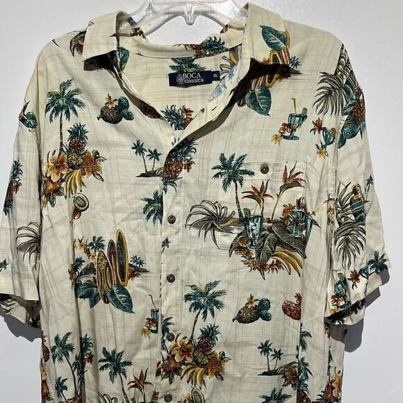 BOCA Classics Men's Multicolor Hawaiian Short Sleeve Button Up Shirt Size XL - Picture 3 of 8